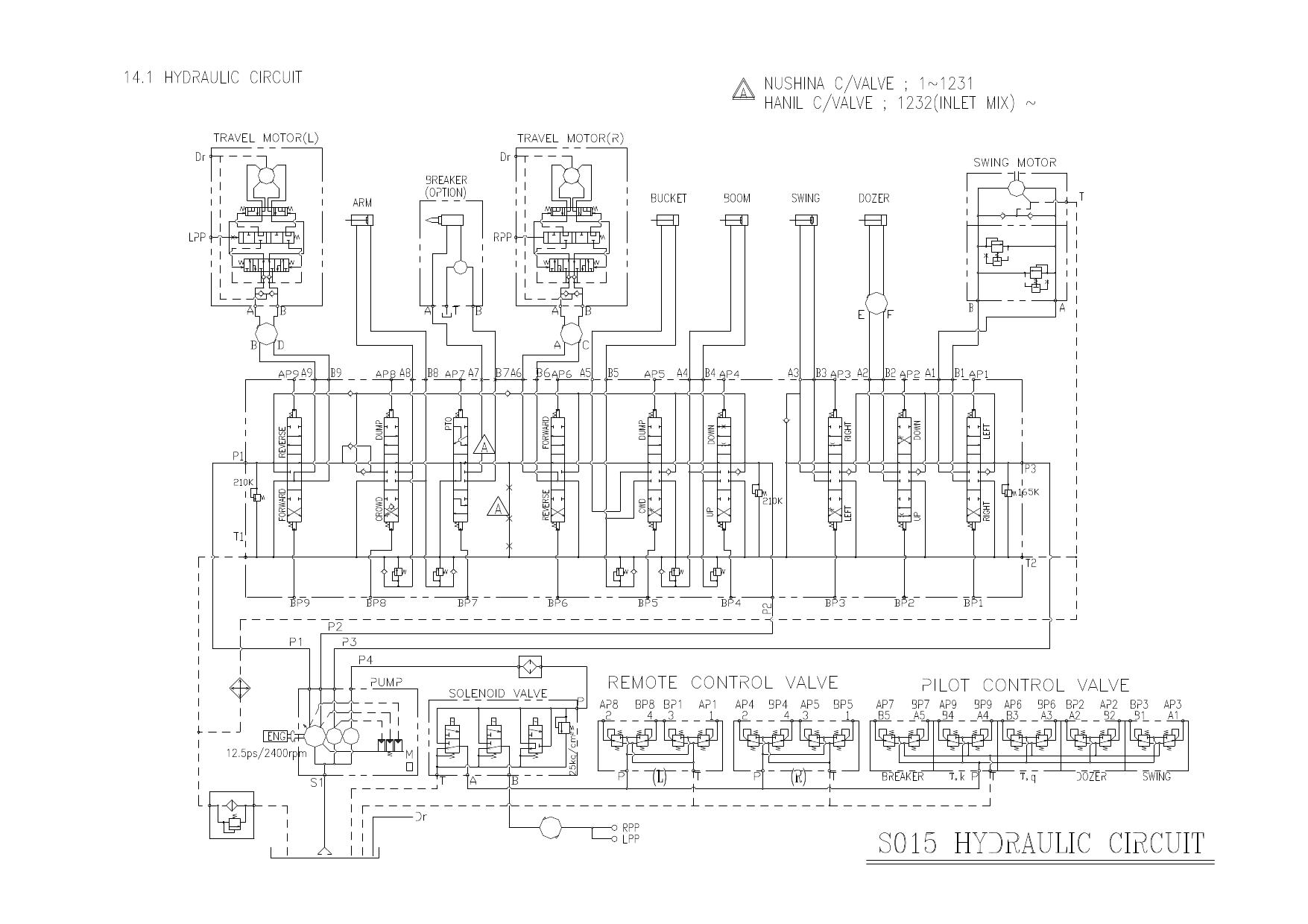 S015 HYDRAULIC CIRCUIT DIAGRAM Schematic Daewoo Doosan (3)